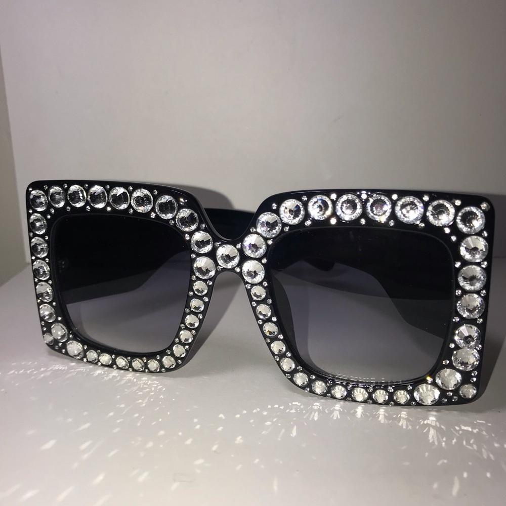 Black Bling Bling Sparkling Sunglasses